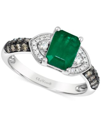 Le Vian - Emerald (1 ct. t.w.), Vanilla Diamond (1/10 ct. t.w.) & Chocolate Diamond (1/4 ct. t.w.) Ring in 14k White Gold