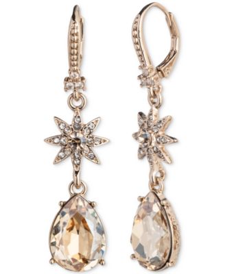 Marchesa - Gold-Tone Crystal Star Cluster & Stone Double Drop Earrings