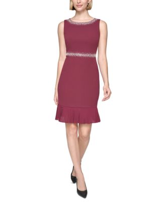 KARL LAGERFELD PARIS - Women's Pleated-Ruffle Sheath Dress