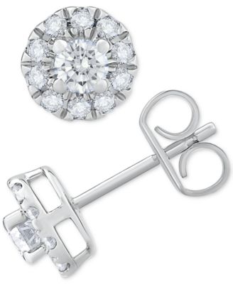 Macy's - Diamond Round Halo Stud Earrings in 14k White Gold (1/3-1 ct. t.w.)
