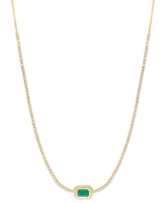 EFFY Collection - Emerald (1/2 ct. t.w.) & Diamond (1-5/8 ct. t.w.) Half-Tennis Necklace in 14k Yellow Gold, 18" + XX" extender