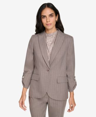 Calvin Klein - Women's Pinstripe One-Button Blazer