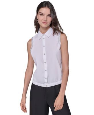 KARL LAGERFELD PARIS - Women's Embellished Sleeveless Shirt