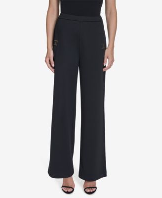 Halston - Women's Logo Hardware Straight-Leg Pants