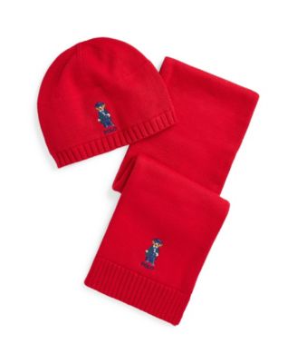 Polo Ralph Lauren - Big Girls 2-Pc. Polo Bear Cotton-Blend Hat and Scarf Set