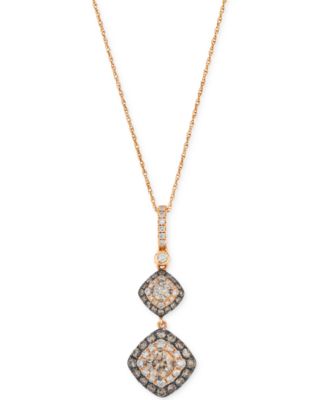 Le Vian - Chocolatier Chocolate Diamond & Vanilla Diamond Pendant Necklace (1-1/6 ct. t.w) in 14k Strawberry Gold, 18"