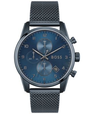 Hugo Boss - Men's Chronograph Skymaster Blue Ion-Plated Mesh Steel Bracelet Watch 44mm
