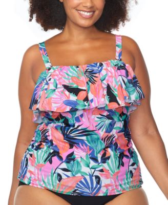Raisins Curve - Trendy Plus Size Sella Ruffled Tankini Top