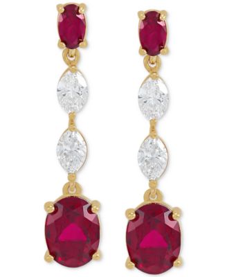 Grown With Love - Lab Grown Emerald (2-3/4 ct. t.w.) & Lab Grown Diamond (3/4 ct. t.w.) Drop Earrings in 14k Gold (Also in Lab Grown Ruby & Lab Grown Sapphire)