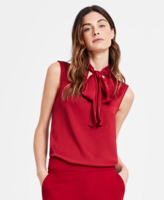 Anne Klein - Women's Tie-Neck Sleeveless Blouse