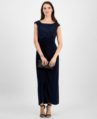 Connected - Petite Soutache Faux-Wrap Gown