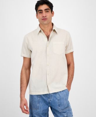 Sun + Stone - Men's Blake Chambray Short Sleeve Button-Front Shirt