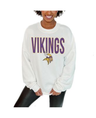 Gameday Couture - Women's  White Minnesota Vikings Just Go With It Oversized Long Sleeve Crewneck Sweatshirt