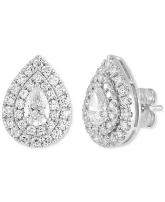 Grown With Love - Lab Grown Diamond Pear & Round Double Halo Earrings (1-1/2 ct. t.w.) in 14k White Gold