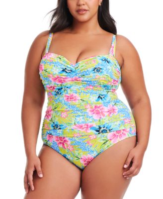 Bleu by Rod Beattie - Plus Size Lets Get Away Shirred Swimsuit