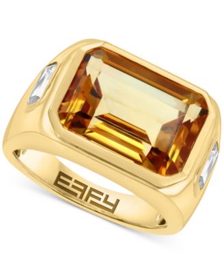 EFFY Collection - Citrine (5-1/2 ct. t.w.) & White Topaz (2-1/3 ct. t.w.) Statement Ring in 14k Gold-Plated Sterling Silver