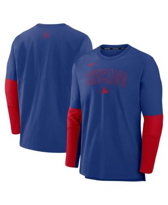 Nike - Men's Royal/Red Chicago Cubs Authentic Collection Lightweight Player Tri-Blend Performance Pullover Sweatshirt