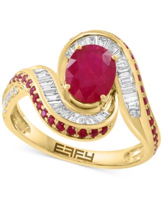 EFFY Collection - Ruby (1-3/4 ct. t.w.) & Diamond (3/8 ct. t.w.) Statement Ring in 14k Yellow Gold