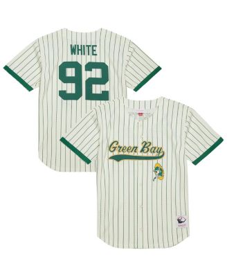 Mitchell & Ness - Men's Reggie White Cream Green Bay Packers Name Number Mesh Button-Up Baseball Jersey