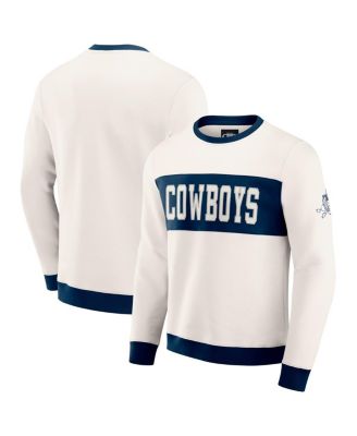 Fanatics - Men's Cream Dallas Cowboys Color block Crewneck Sweatshirt