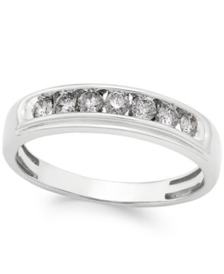 Macy's - Men's Diamond Band (1/2 ct. t.w.) in 10k White Gold