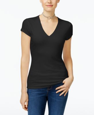I.N.C. International Concepts - Ribbed Short-Sleeve V-Neck Top