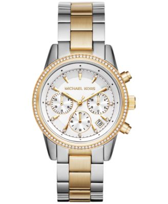 Michael Kors - Women's Chronograph Ritz Two-Tone Stainless Steel Bracelet Watch 37mm MK6474