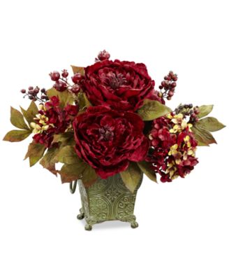 Nearly Natural - Peony & Hydrangea Flower Arrangement