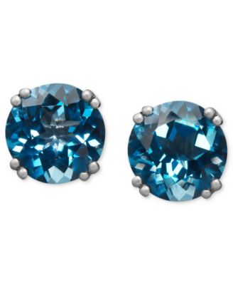 Macy's - London Blue Topaz Stud Earrings (4-1/2 ct. t.w.) in 14k White Gold