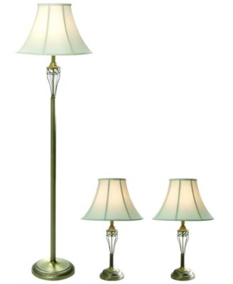 All The Rages - Antique Brass Three Pack Lamp Set (2 Table Lamps, 1 Floor Lamp)