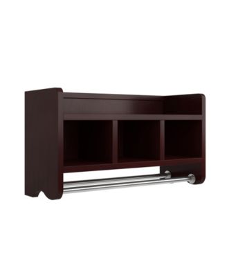 Alaterre Furniture - 25" Bath Storage Shelf With Towel Rod, Espresso