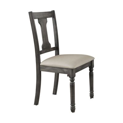 Acme Furniture - ACME Wallace Side Chair Set of 2, Tan Linen and Weathered Gray