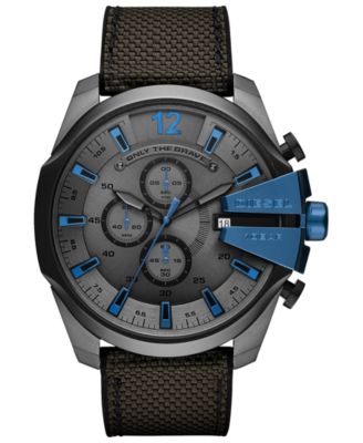 Diesel - Men's Chronograph Mega Chief Gray Nylon Strap Watch 51mm