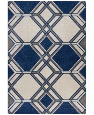 Kas - Lucia Grant 2768 Ivory/Denim 7'7" x 10'10" Indoor/Outdoor Area Rug