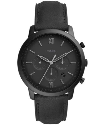 Fossil - Mens Neutra Chrono black case with black leather strap