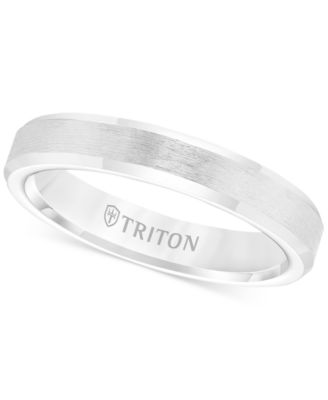 Triton - Men's White Tungsten Carbide Ring, Wedding Band (3mm)
