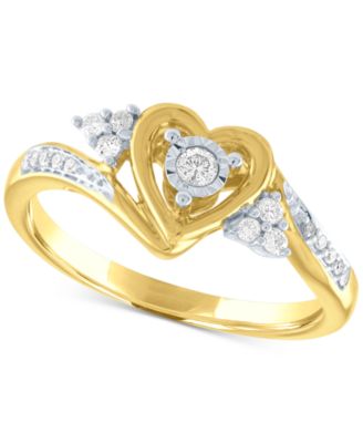 Promised Love - Diamond Heart Promise Ring (1/6 ct. t.w.) in 14k Gold Over Sterling Silver