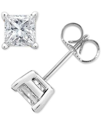 Macy's - Princess-Cut Diamond Stud Earrings in 10k White Gold (1/10 ct. t.w.)