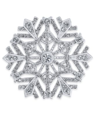 Holiday Lane - Silver-Tone Crystal Snowflake Pin