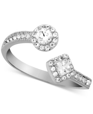 Essentials - Crystal Open Ring in Fine Silver-Plate
