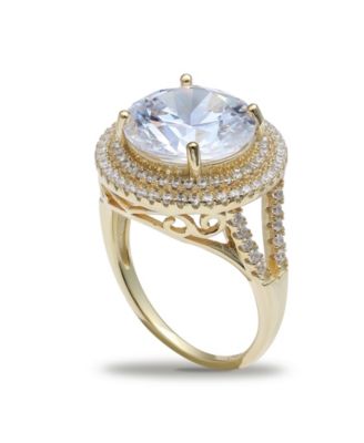 Giani Bernini - Cubic Zirconia (7-1/2 ct. t.w.) Double Pave Halo Ring in 18K Gold Plated Sterling Silver