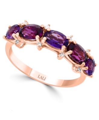 LALI Jewels - Multi-Gemstone (2 ct. t.w.) & Diamond (1/20 ct. t.w.) Ring in 14k Rose Gold