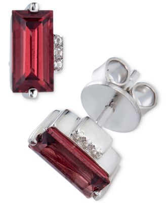 Macy's - Amethyst (2 ct. t.w.) & White Topaz Accent Stud Earrings in Stering Silver (Also Available in Rhodolite Garnet & Blue Topaz)