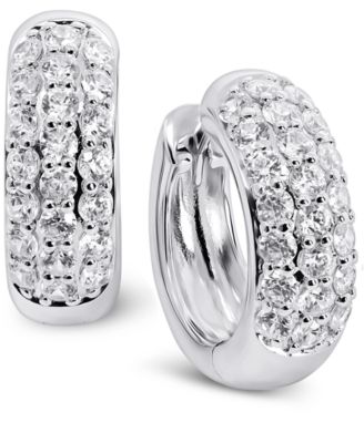Arabella - Cubic Zirconia Small Huggie Hoop Earrings in Sterling Silver