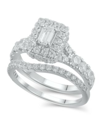 Macy's - Diamond Halo Emerald Bridal Set (2. ct. t.w.)