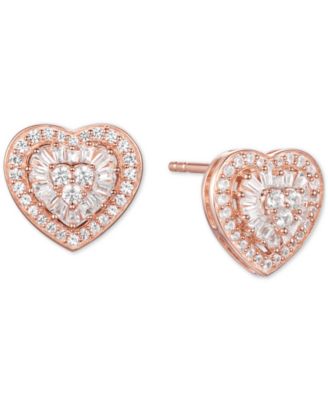 Macy's - Diamond Baguette Heart Stud Earrings (1/2 ct. t.w.)