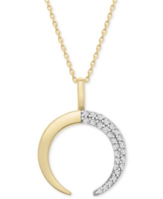 Wrapped - Diamond Crescent Moon 20" Pendant Necklace (1/10 ct. t.w.)