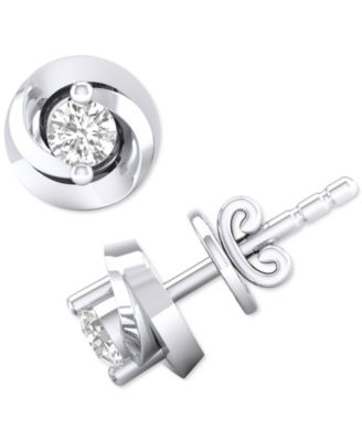 Macy's - Diamond Swirl Stud Earrings (1/10 ct. t.w.) in 10k White Gold or 10k Yellow Gold