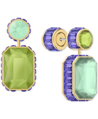 Swarovski - Gold-Tone Crystal Reversible Front & Back Earrings