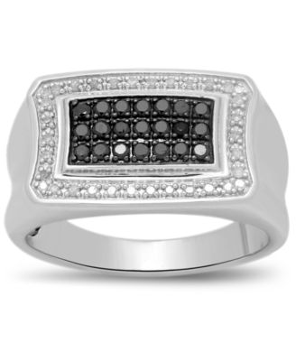 Macy's - Men's Black & White Diamond Ring (1/2 ct. t.w.) in Sterling Silver
